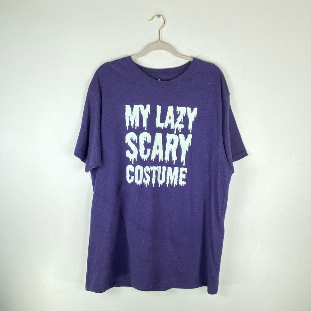 My Lazy Scary Mens XL Costume Halloween Print Purple T Shirt Way To Celebrate